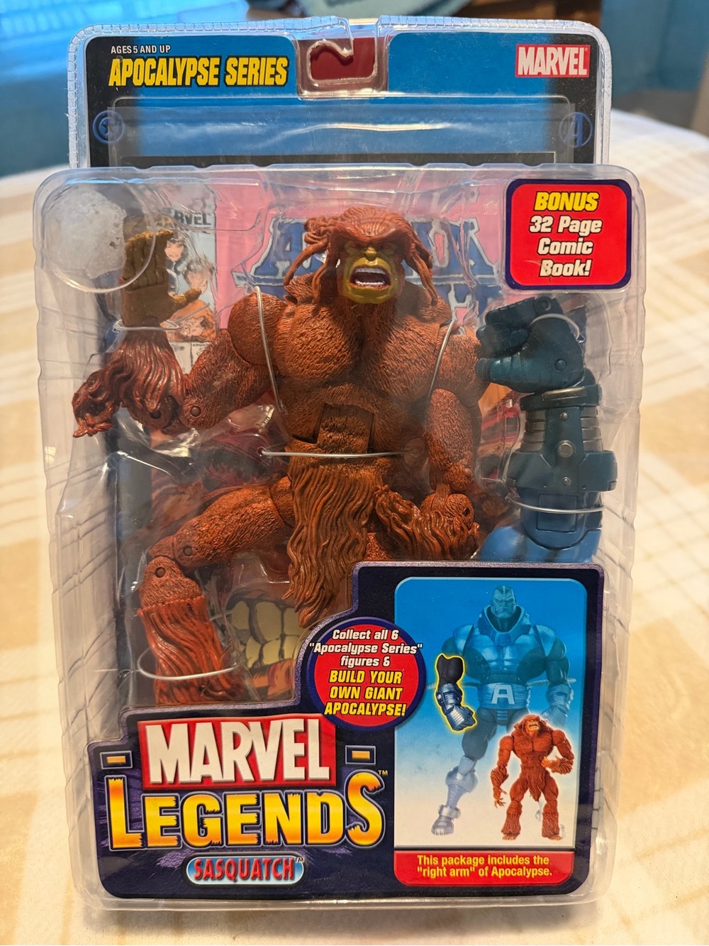 Marvel Legends Sasquatch Action Figure - Brown with comic book